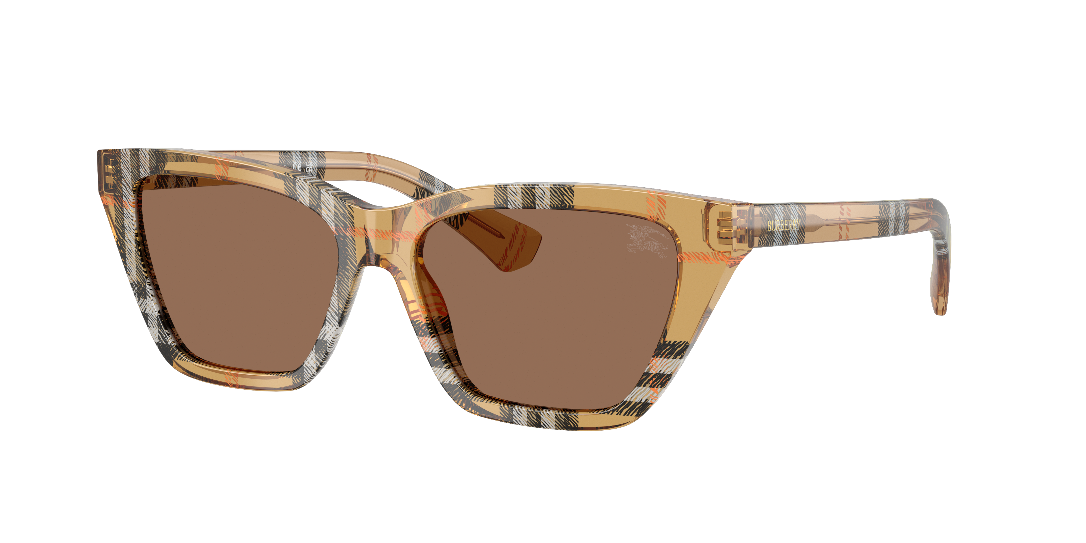 Burberry Woman Sunglass BE4468 -  Frame color: Check Sand, Lens color: Dark Brown