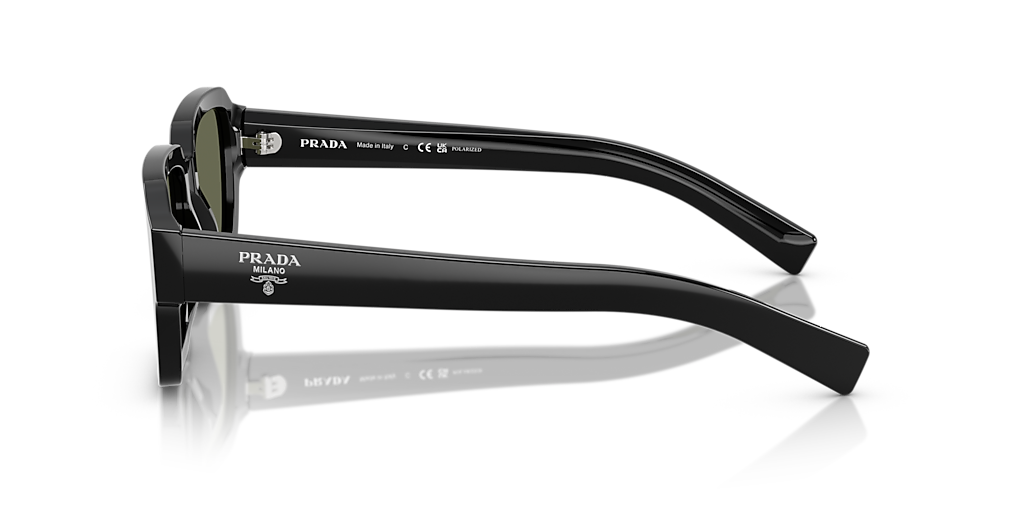 PRADA PR 02ZS Black - Men Luxury Sunglasses, Green Polar Lens