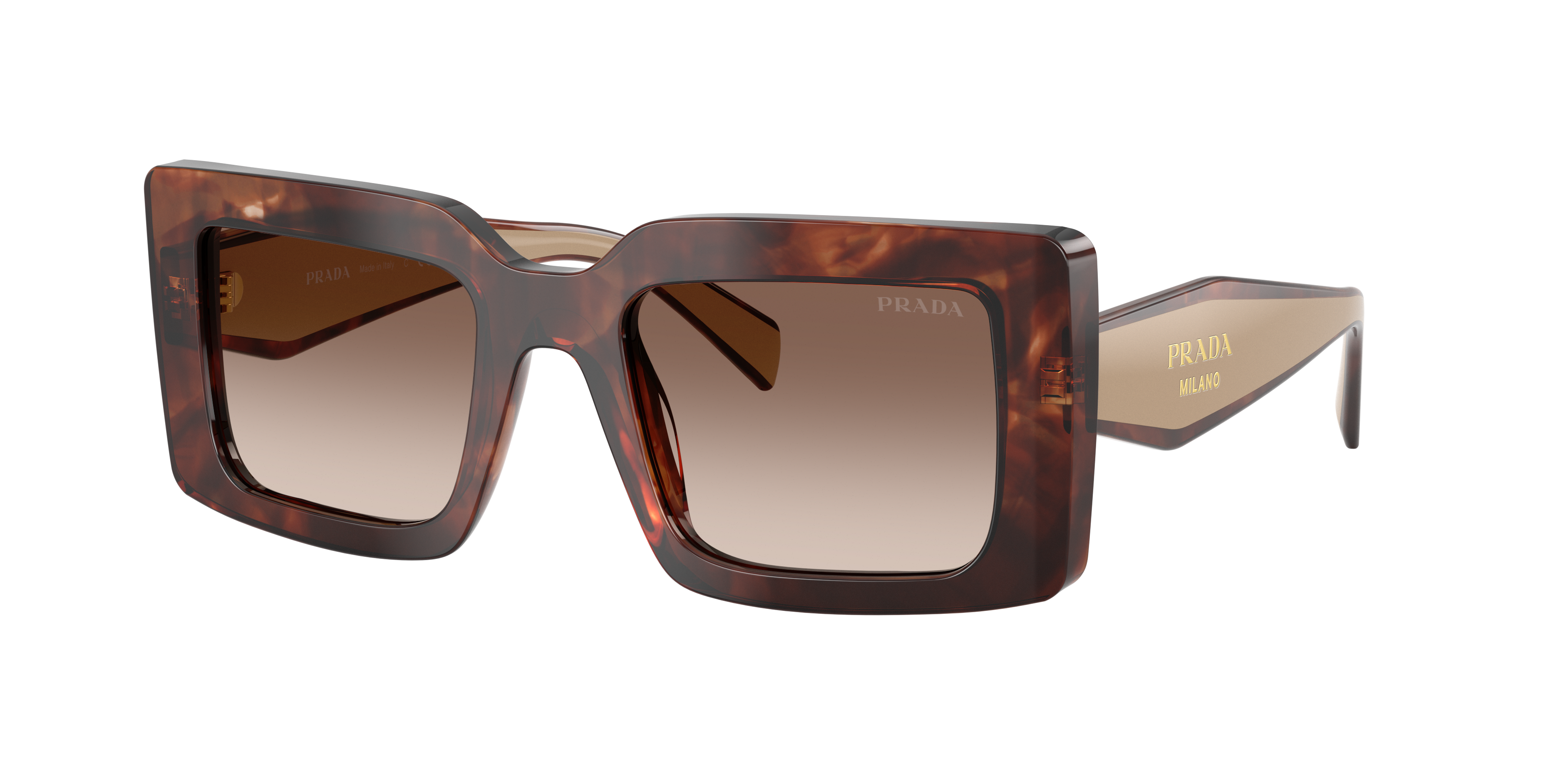 Prada Woman Sunglass PR D01S -  Frame color: Caramel Tortoise, Lens color: Brown Gradient