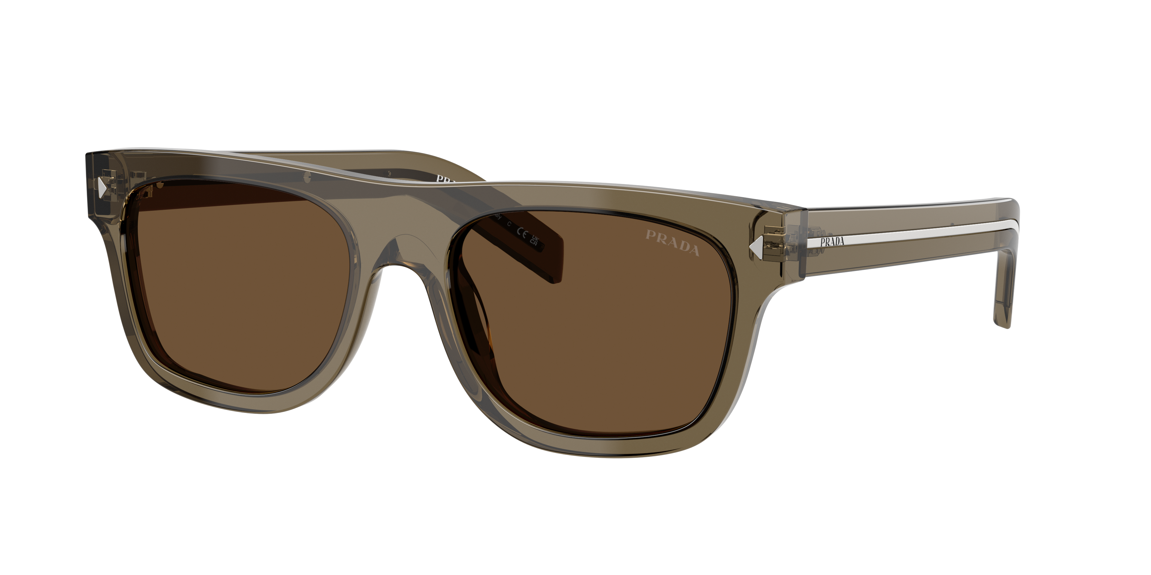 Prada Man Sunglass PR B12S -  Frame color: Transparent Terra, Lens color: Dark Brown