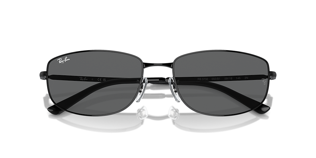 Ray-Ban ブラック サングラス Ray-Ban RB3732 XXL (59 - 18) with Grey lenses and Black frame