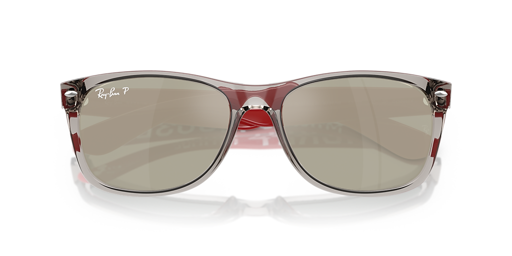 RAY-BAN RB2132 New Wayfarer Disney Mickey & Minnie Mouse Liquid Transparent Grey - Unisex Sunglasses, Grey Mirror Silver - Polar Lens