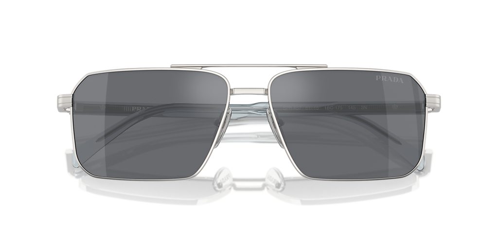 PRADA PR A57S Silver - Men Luxury Sunglasses, Dark Grey Flash Silver Lens