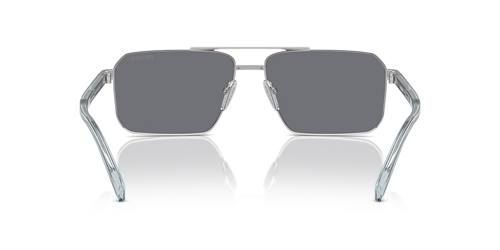 PRADA PR A57S Silver - Men Luxury Sunglasses, Dark Grey Flash Silver Lens