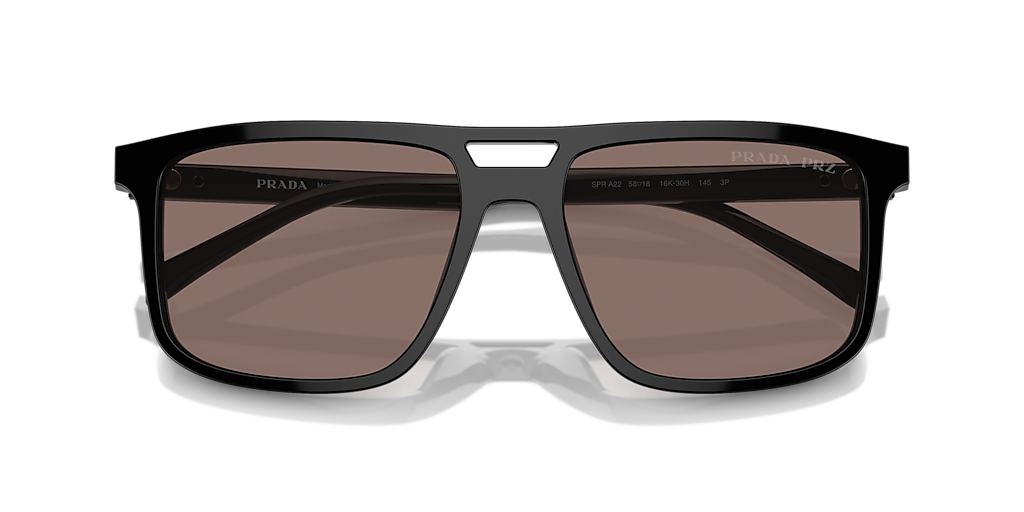 PRADA PR A22S Black - Men Luxury Sunglasses, Polar Brown Lens