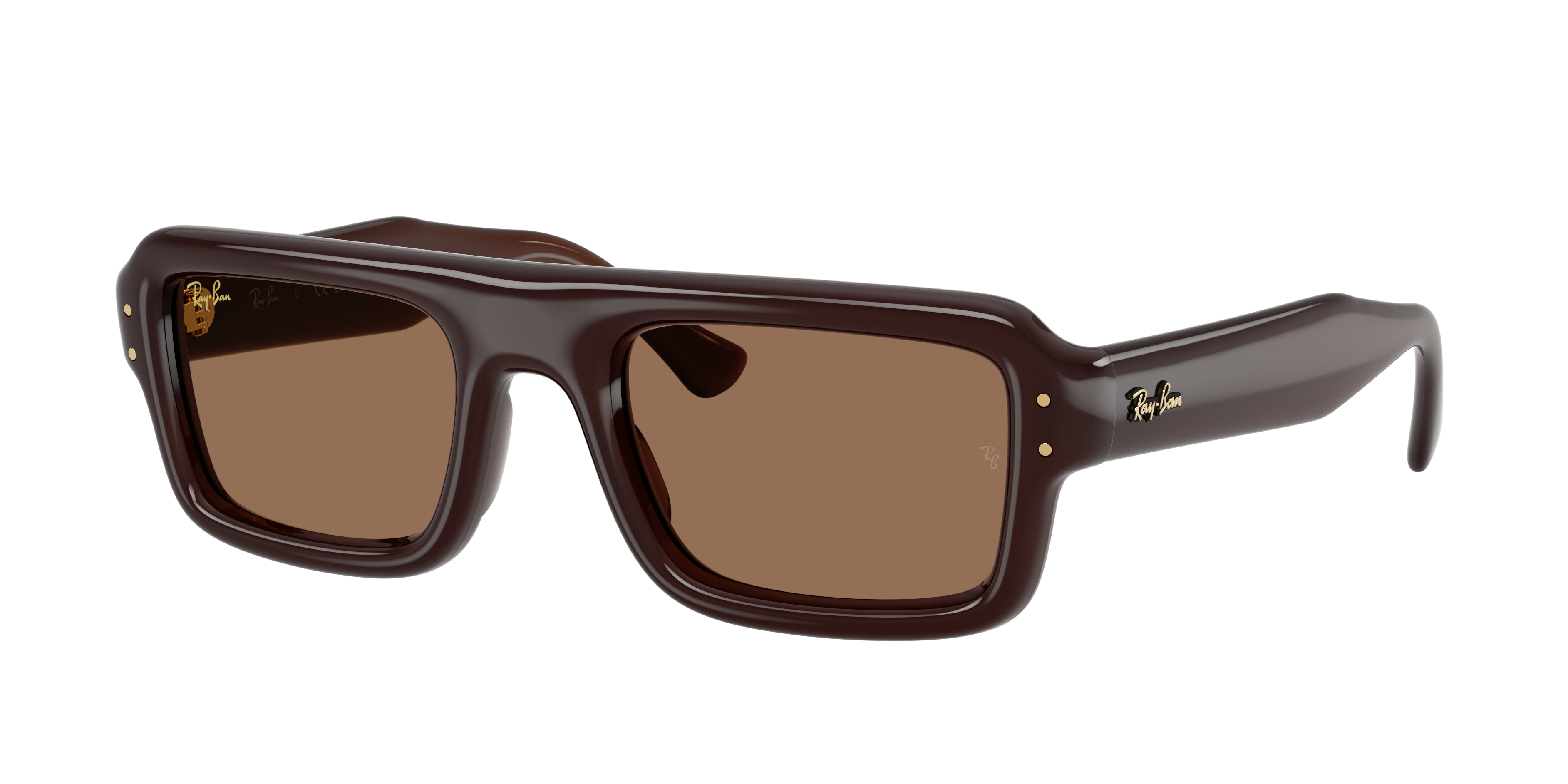 Ray-Ban Unisex Sunglass Flacko Puffer -  Frame color: Transparent Dark Brown, Lens color: Dark Brown