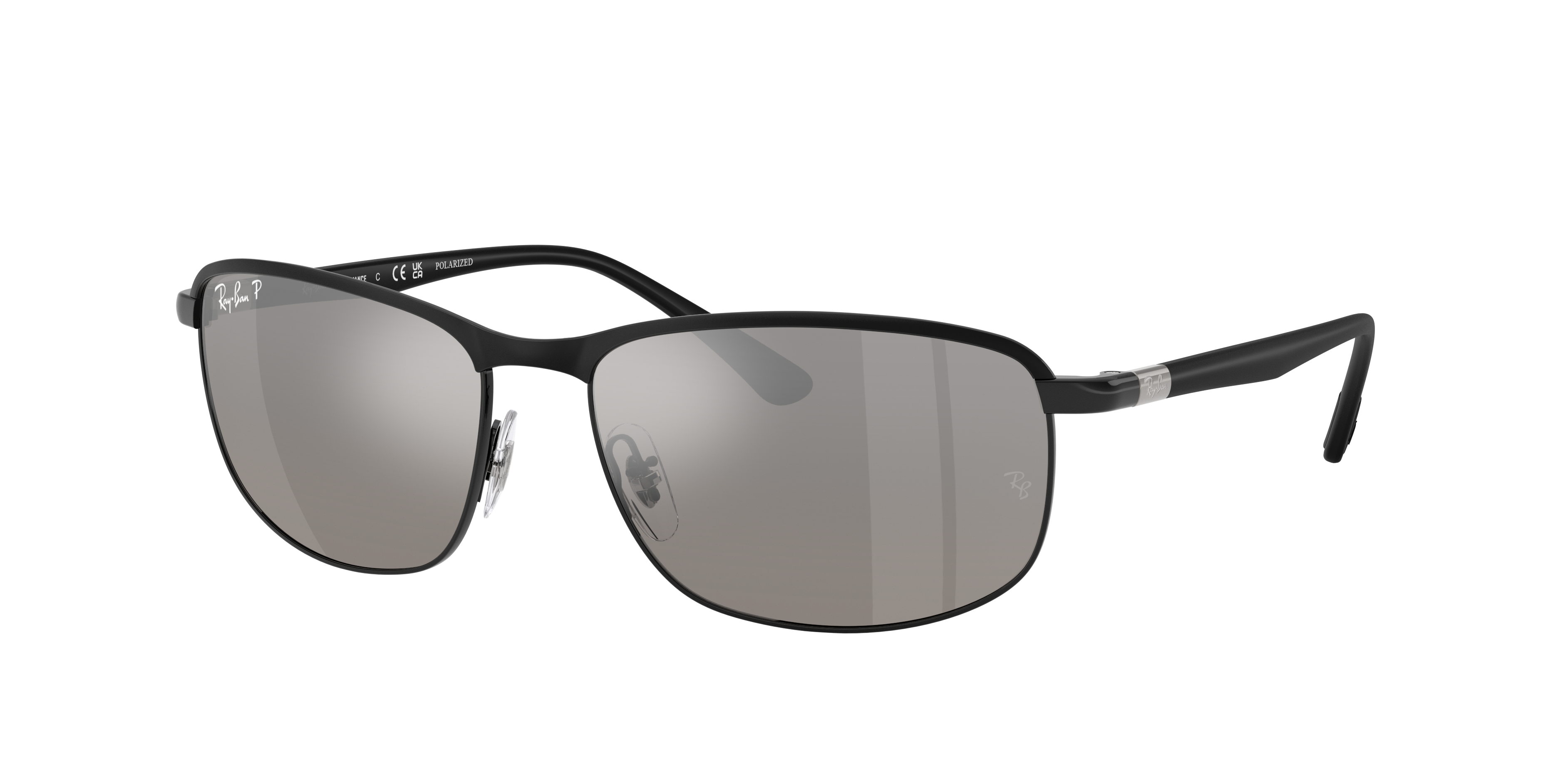 Ray Ban Rb3671ch Chromance Sunglasses Black Frame Silver Lenses Polarized 60-16 In Gray