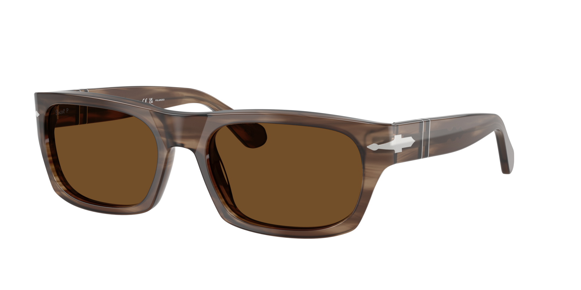 Persol Unisex Sunglass PO3398S -  Frame color: Striped Brown, Lens color: Brown Polarized