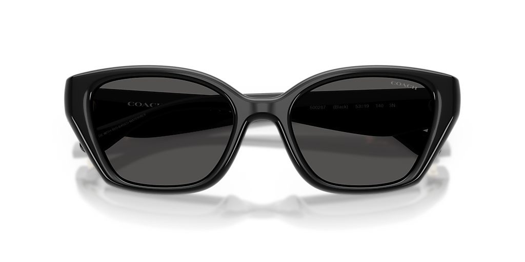 Coach Black Women\'s Sunglasses - Sleek Oversized Frame Coach CBY91 M (53 - 19) with Grey lenses and Black frame  main image 4