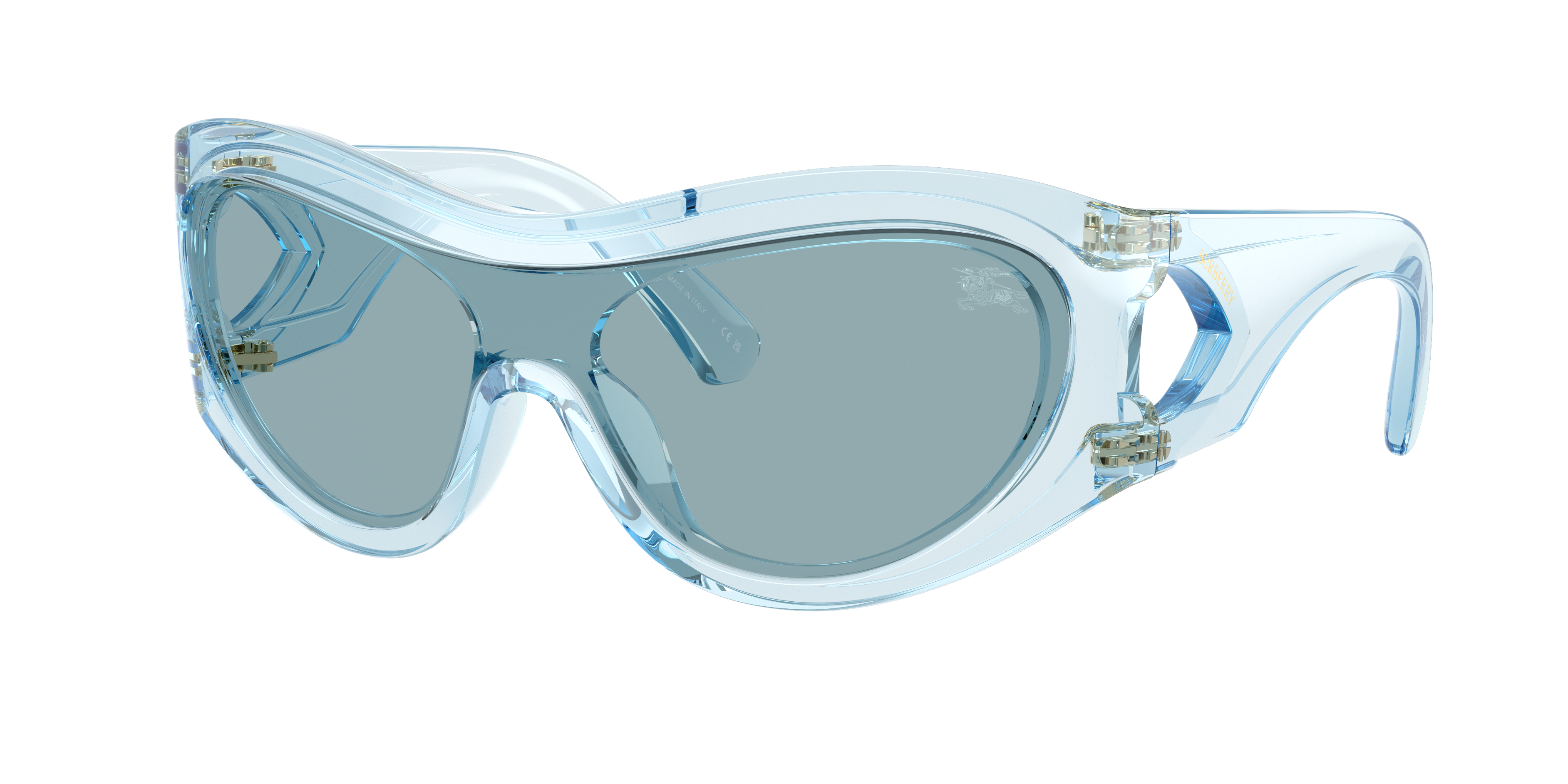 Burberry 138mm Irregular Shield Sunglasses In Blue