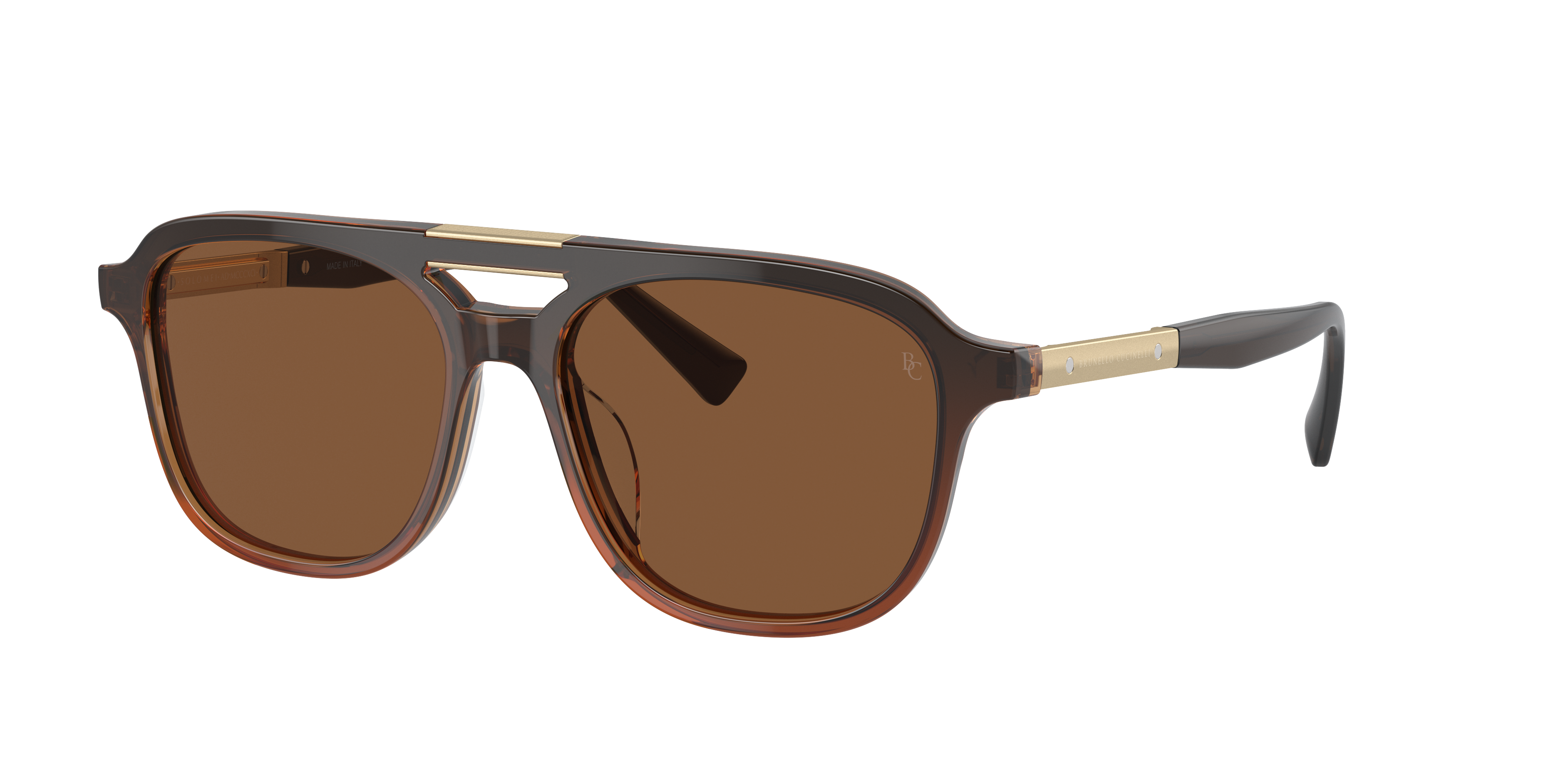 Brunello Cucinelli Men's Acetate Square Sunglasses In Polar Brown