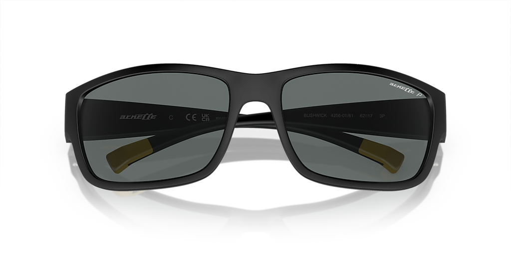 ARNETTE AN4256 Bushwick Matte Black - Unisex Sunglasses, Polarized Dark Grey Lens
