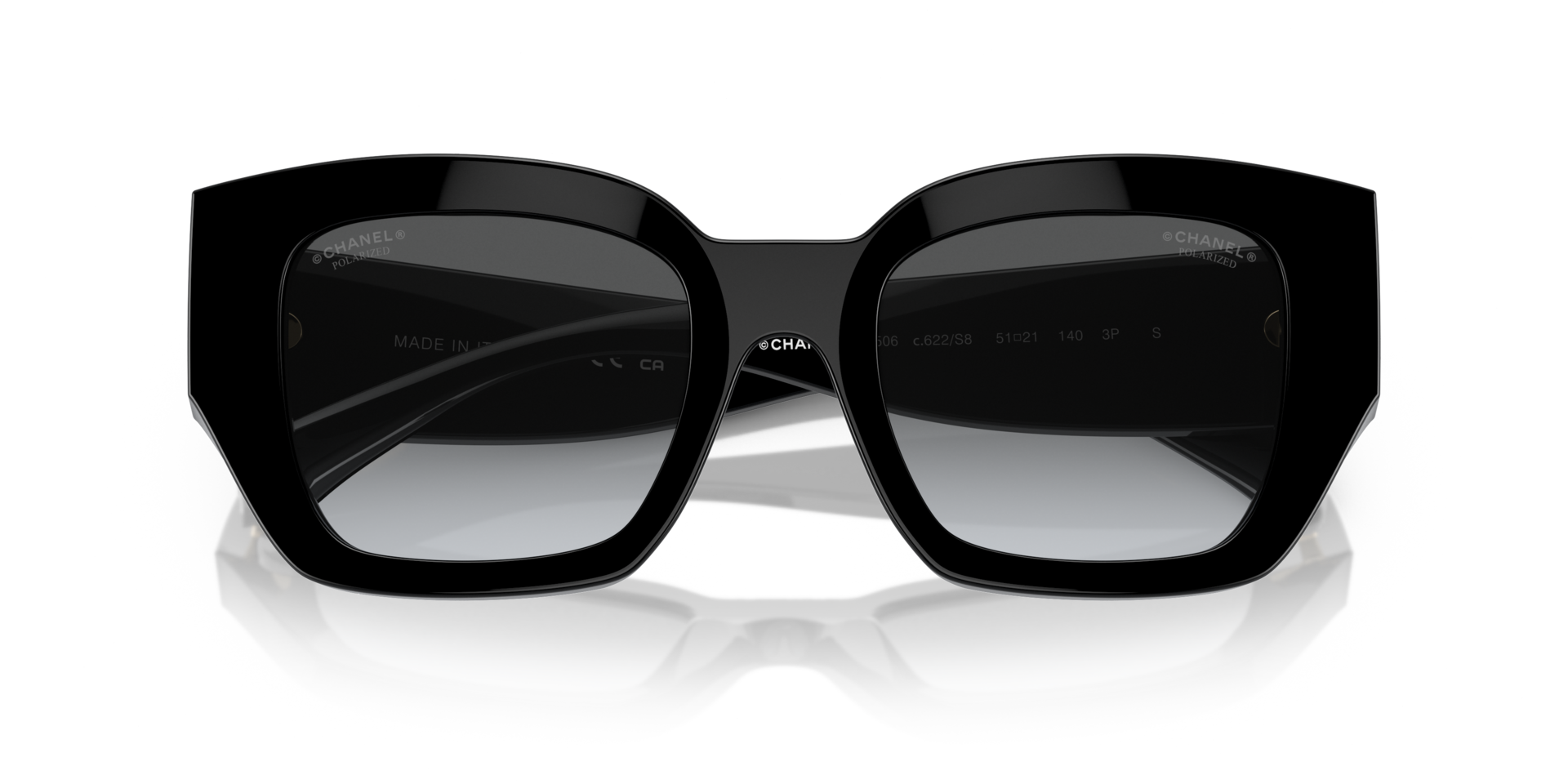 CHANEL CH5506 C1 50 22-140 Square, Black with Gray Polarized Lenses Sunglasses Sunglasses CHANEL CH5505 C622/M3 54-17 Black in stock main image 2