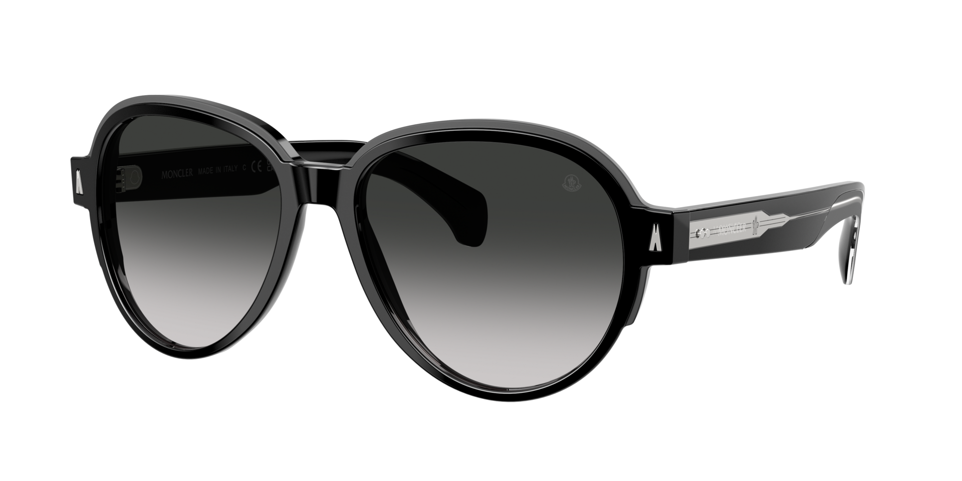 Moncler Unisex Sunglass ME6005 Swanspan -  Frame color: Shiny Black, Lens color: Gradient Grey