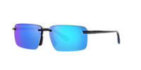 MAUI JIM Laulima Af Black Shiny - Men Sunglasses, Blue Mir Pol Lens