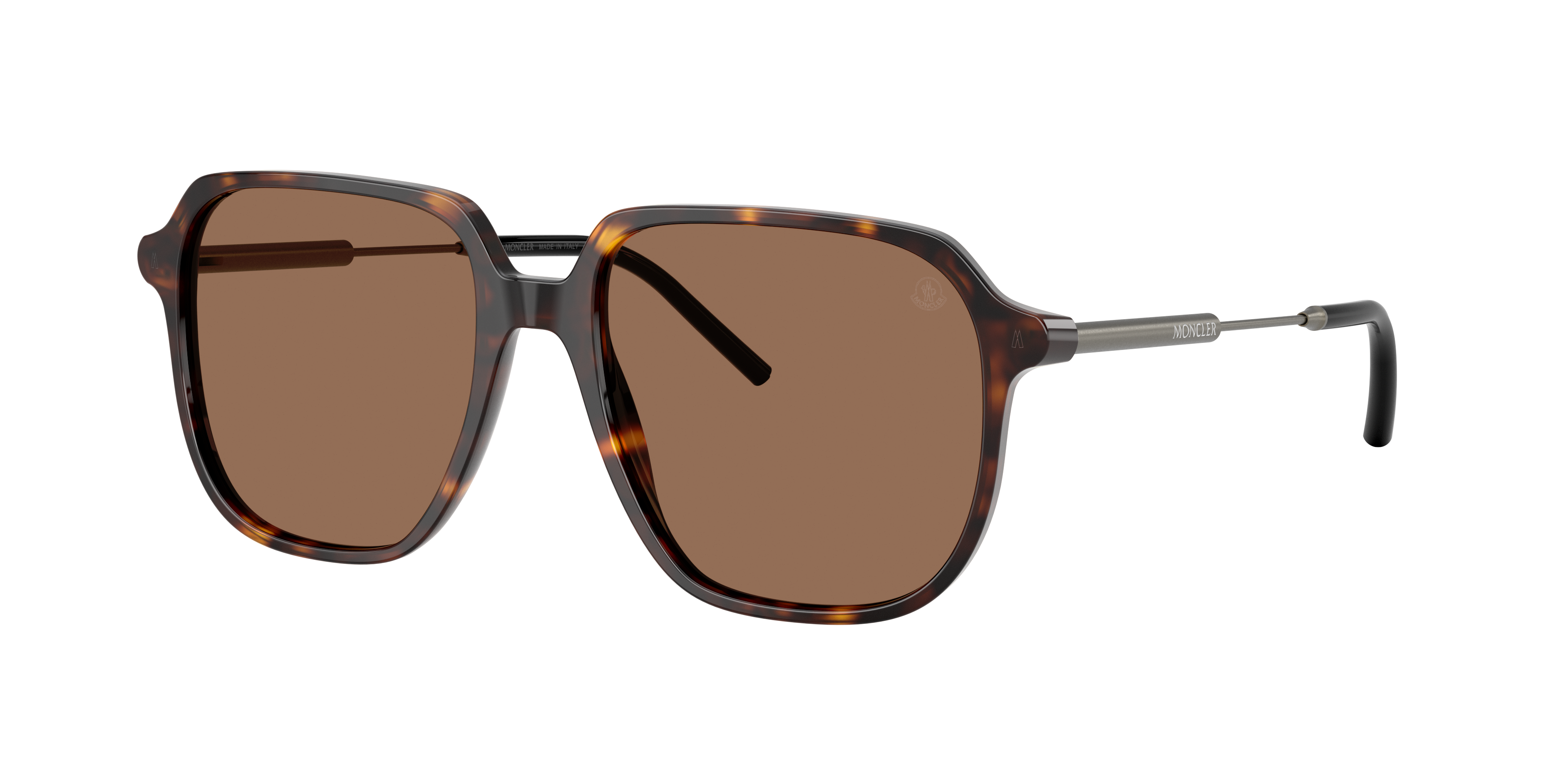 Moncler Unisex Sunglass ME6010 CYLIN -  Frame color: Shiny Havana, Lens color: Brown Solid