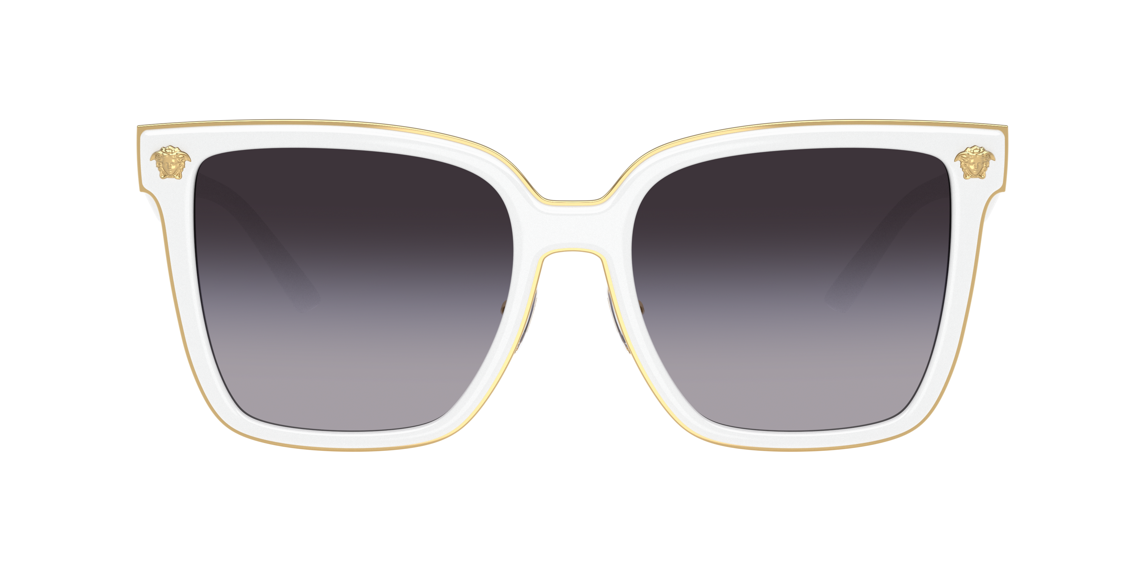 VERSACE ホワイトオクタゴナルサングラス Versace Man Sunglasses White Frame, Dark Grey Lenses, 67MM at