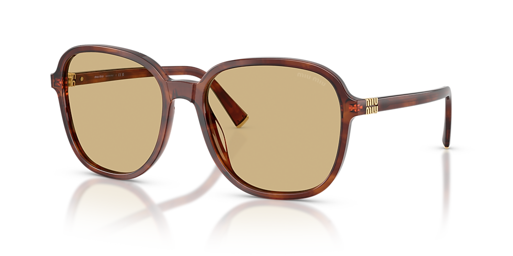 MIU MIU MU B01S Striped Tobacco - Women Luxury Sunglasses, Yellow Lens