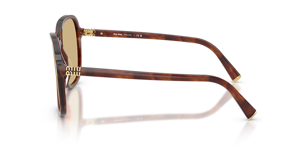 MIU MIU MU B01S Striped Tobacco - Women Luxury Sunglasses, Yellow Lens