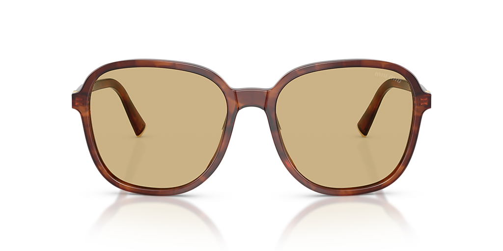 MIU MIU MU B01S Striped Tobacco - Women Luxury Sunglasses, Yellow Lens