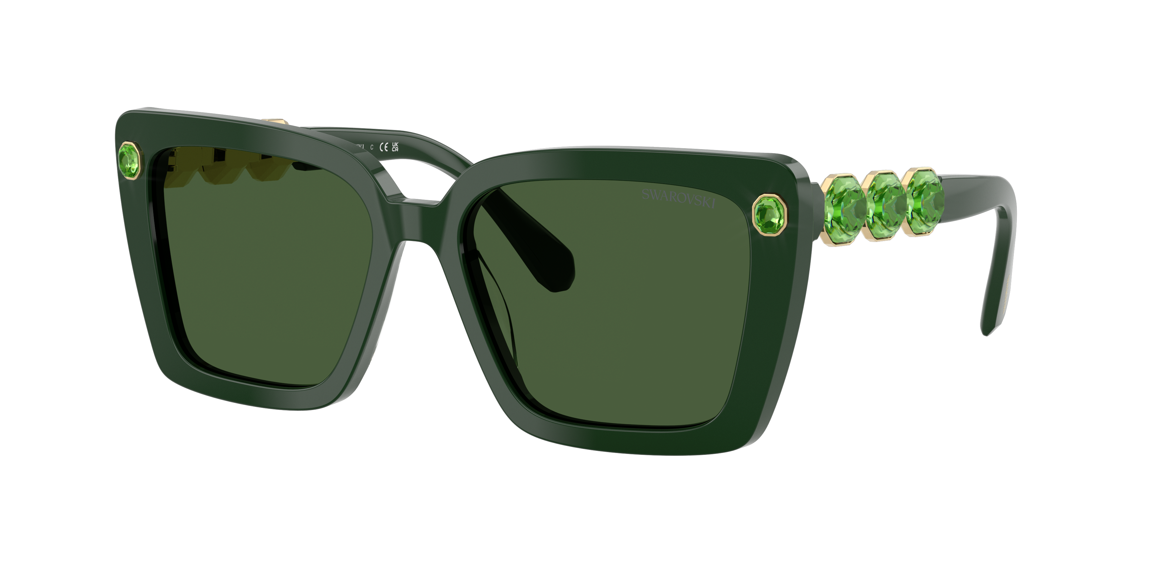 Swarovski Woman Sunglass SK6032 -  Frame color: Green, Lens color: Dark Green