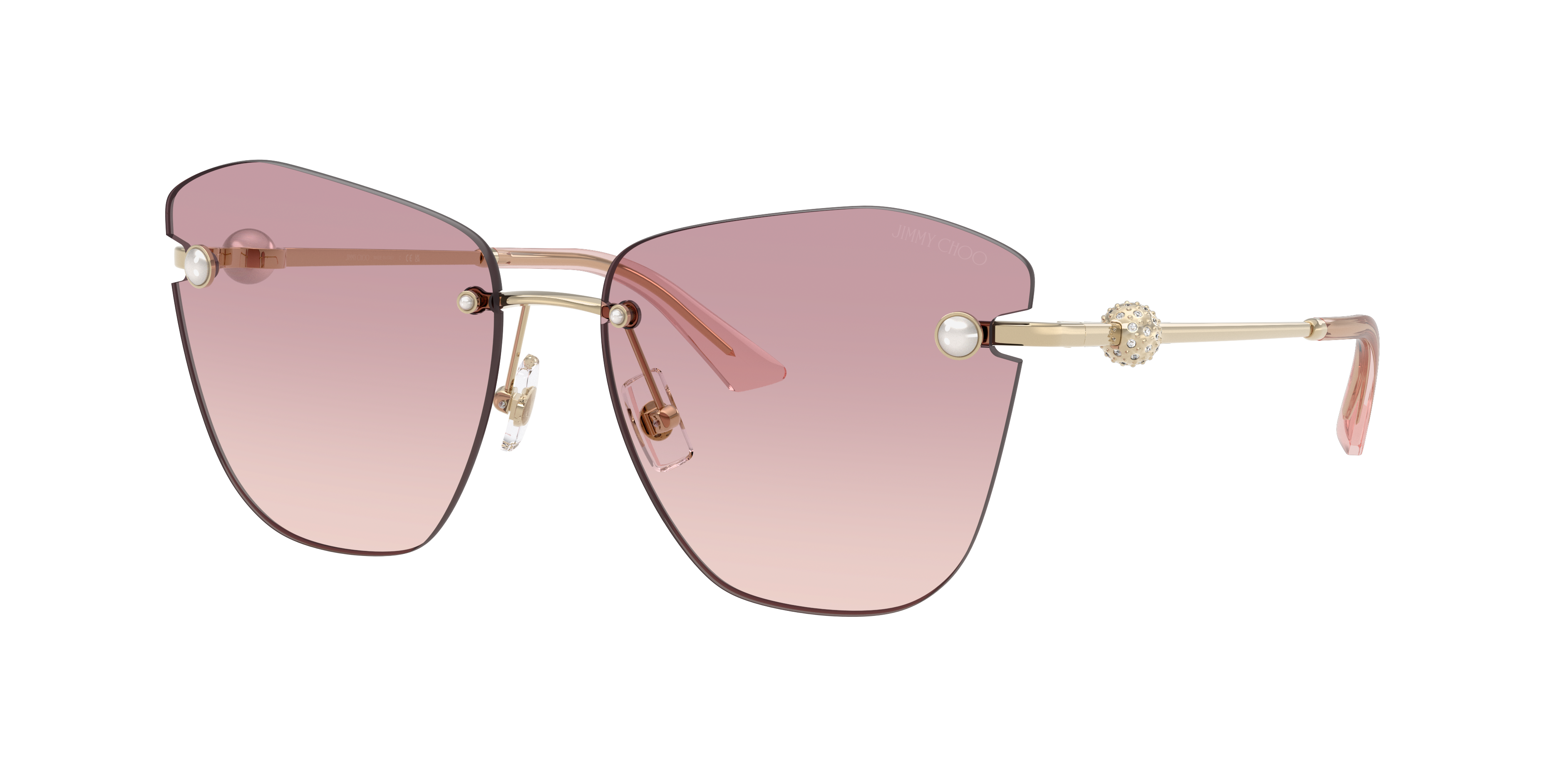 Jimmy Choo Pearly Rimless Metal Butterfly Sunglasses In Brown Gradient Violet