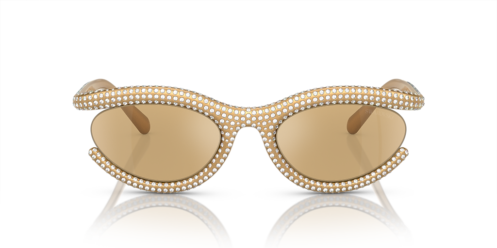SWAROVSKI SK6006 Gold - Women Sunglasses, Light Yellow Mirror Silver Internal Lens