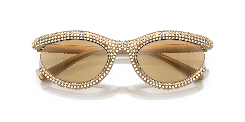 SWAROVSKI SK6006 Gold - Women Sunglasses, Light Yellow Mirror Silver Internal Lens