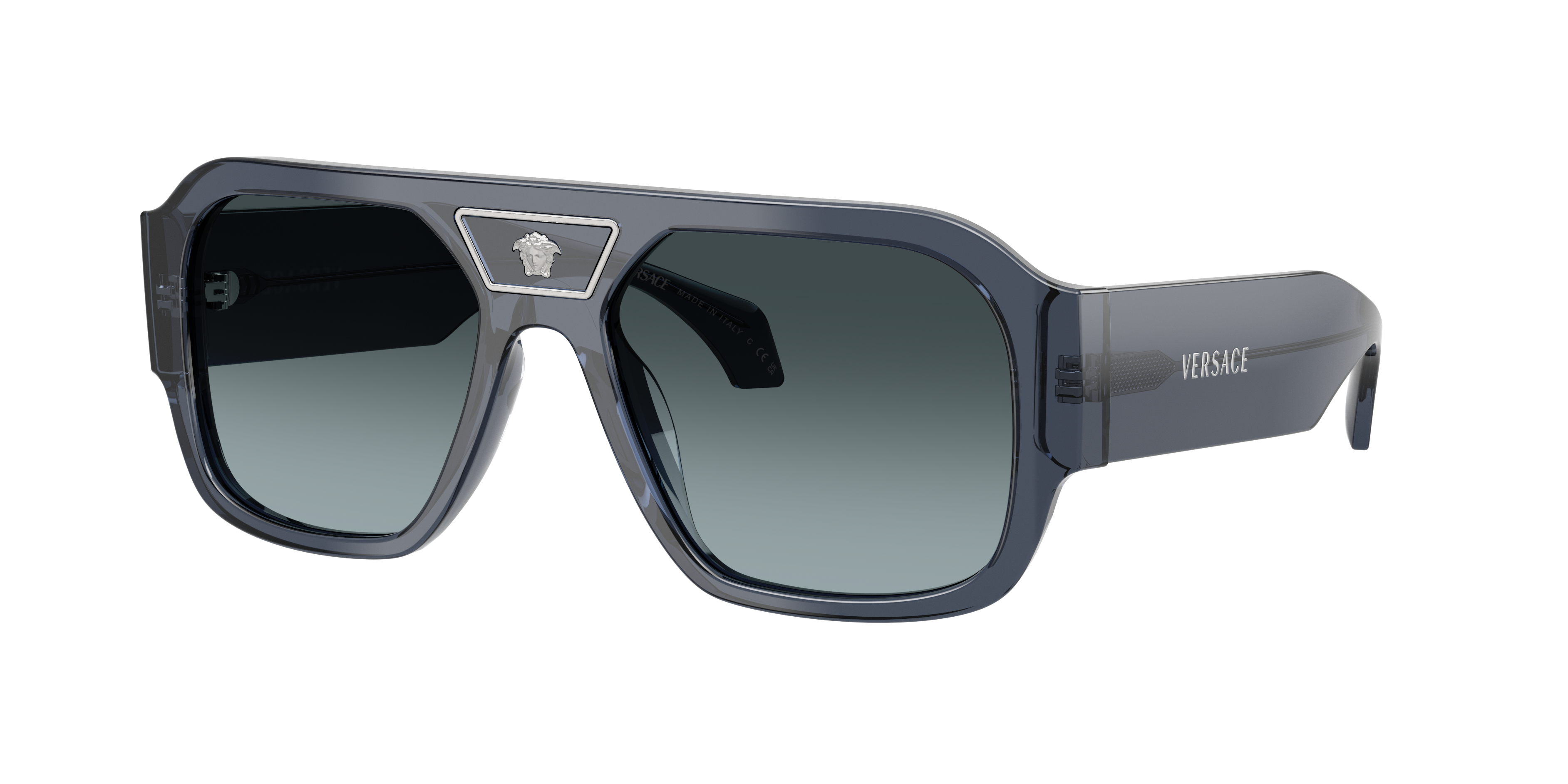 Versace Man Sunglass VE4508U -  Frame color: Transparent Dark Blue, Lens color: Blue Gradient Grey