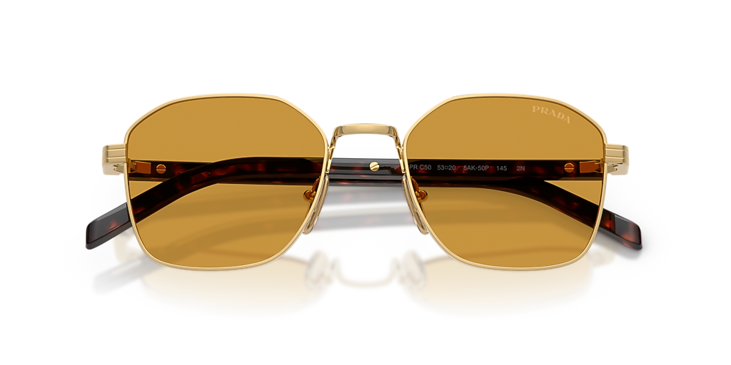 Prada PR C50S XS (51 - 20) with Brown lenses and Gold frame