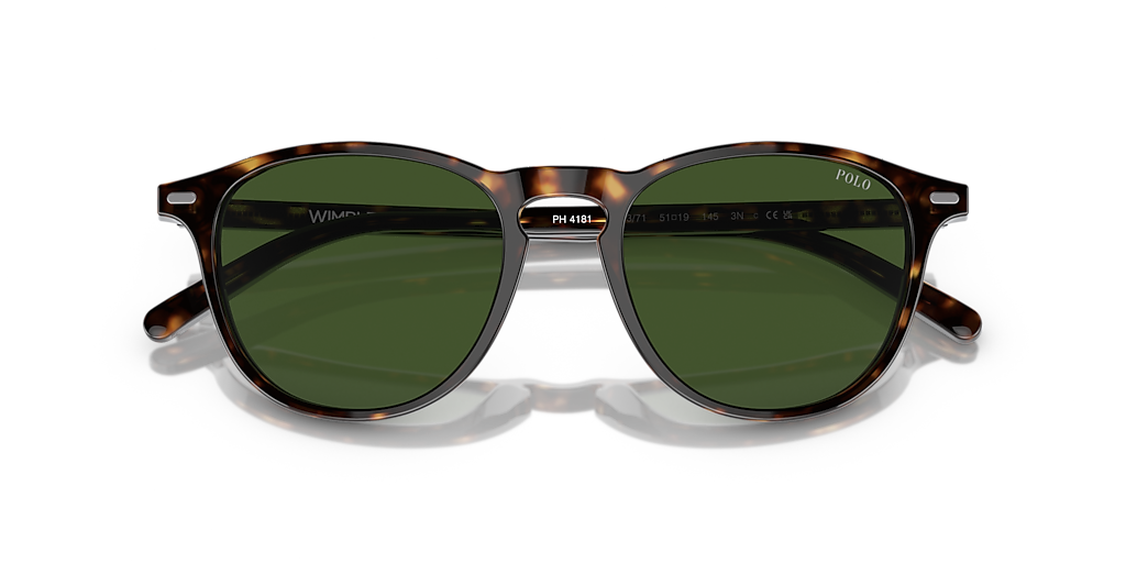 POLO RALPH LAUREN PH4181 Shiny Dark Havana - Man Sunglasses, Bottle Green Lens