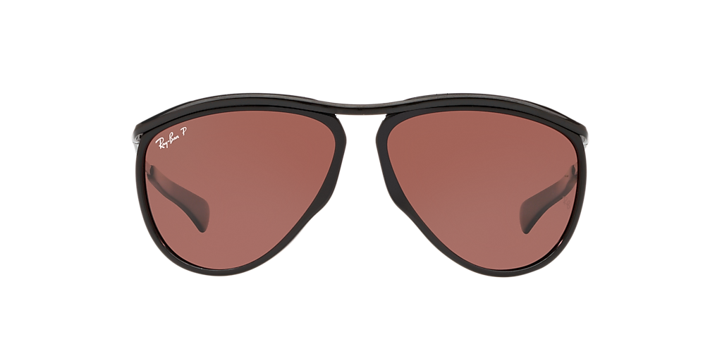 RAY-BAN RB2219 Olympian Aviator Black - Unisex Sunglasses, Purple Lens