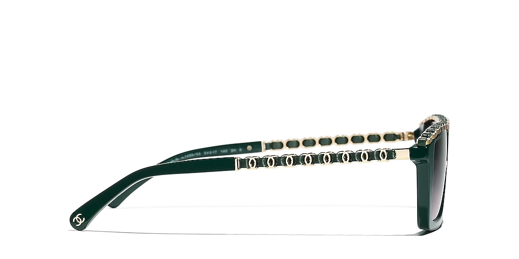 CHANEL シャネル Logo ロゴ レクタングル サングラス CH5548Q Chanel Rectangle Sunglasses CH5548Q XL (54 - 17) with Green