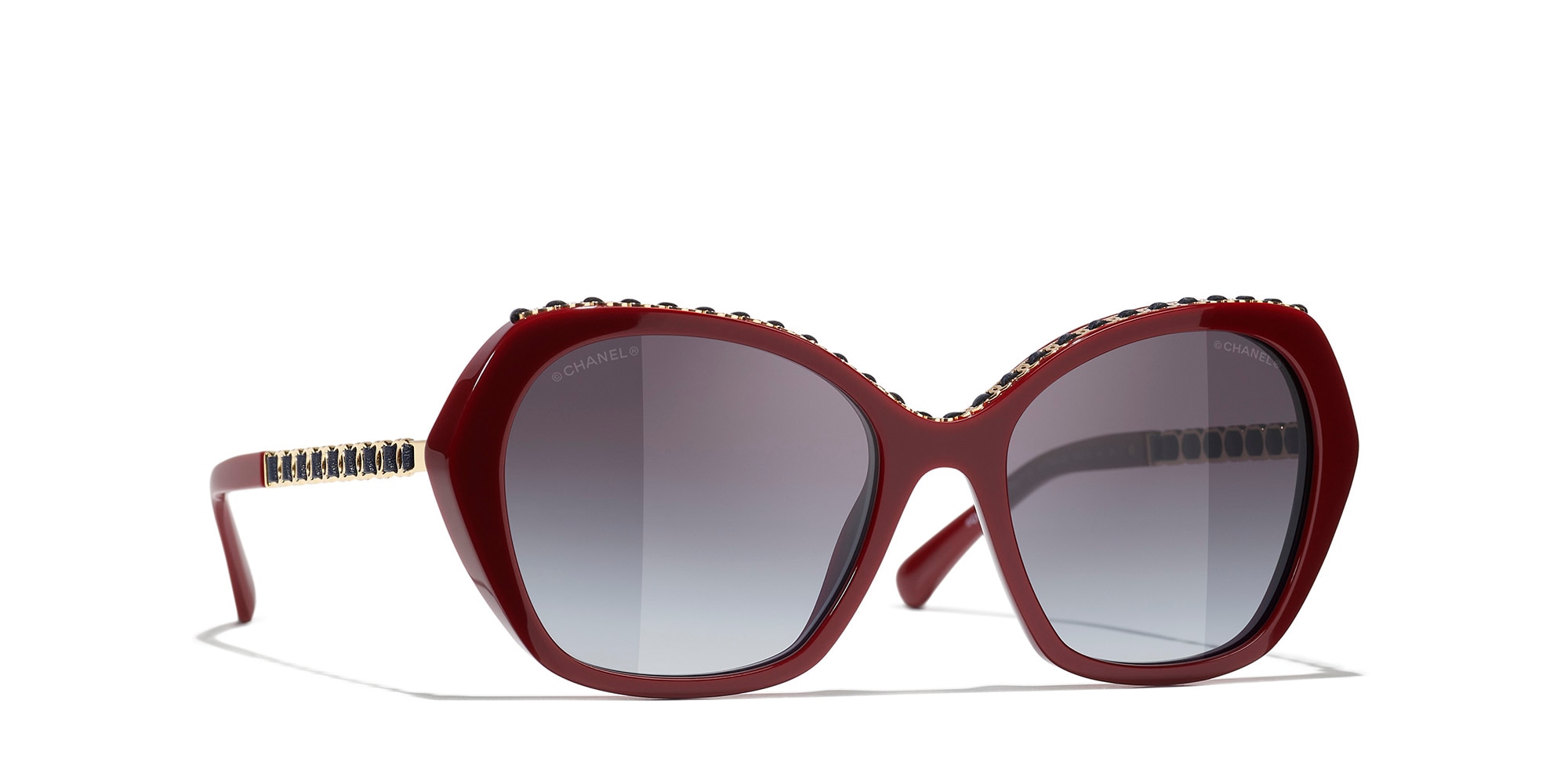 Chanel Woman Sunglass Butterfly Sunglasses CH5547Q -  Frame color: Burgundy, Lens color: Grey