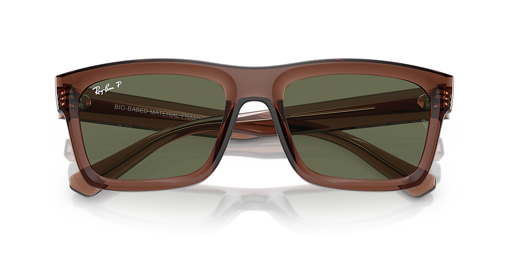 RAY-BAN RB4396 Warren Bio-Based Transparent Brown - Unisex Sunglasses, Dark Green Lens