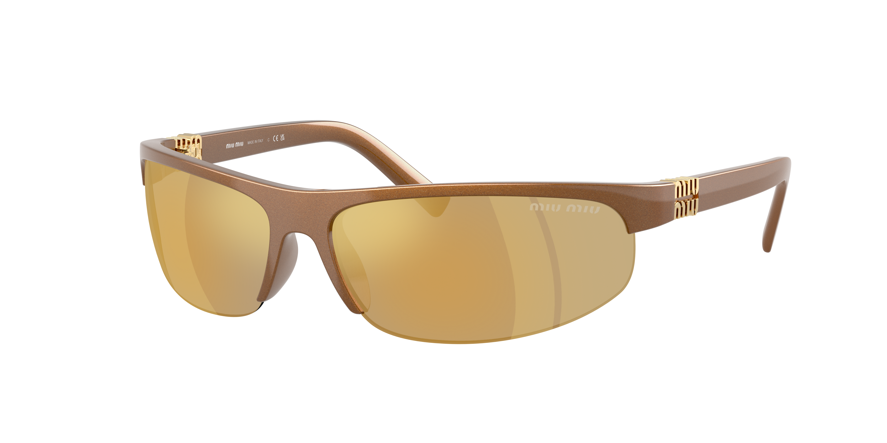 Miu Miu Woman Sunglass MU A02S -  Frame color: Rust Metal, Lens color: Brown Mirror Gold