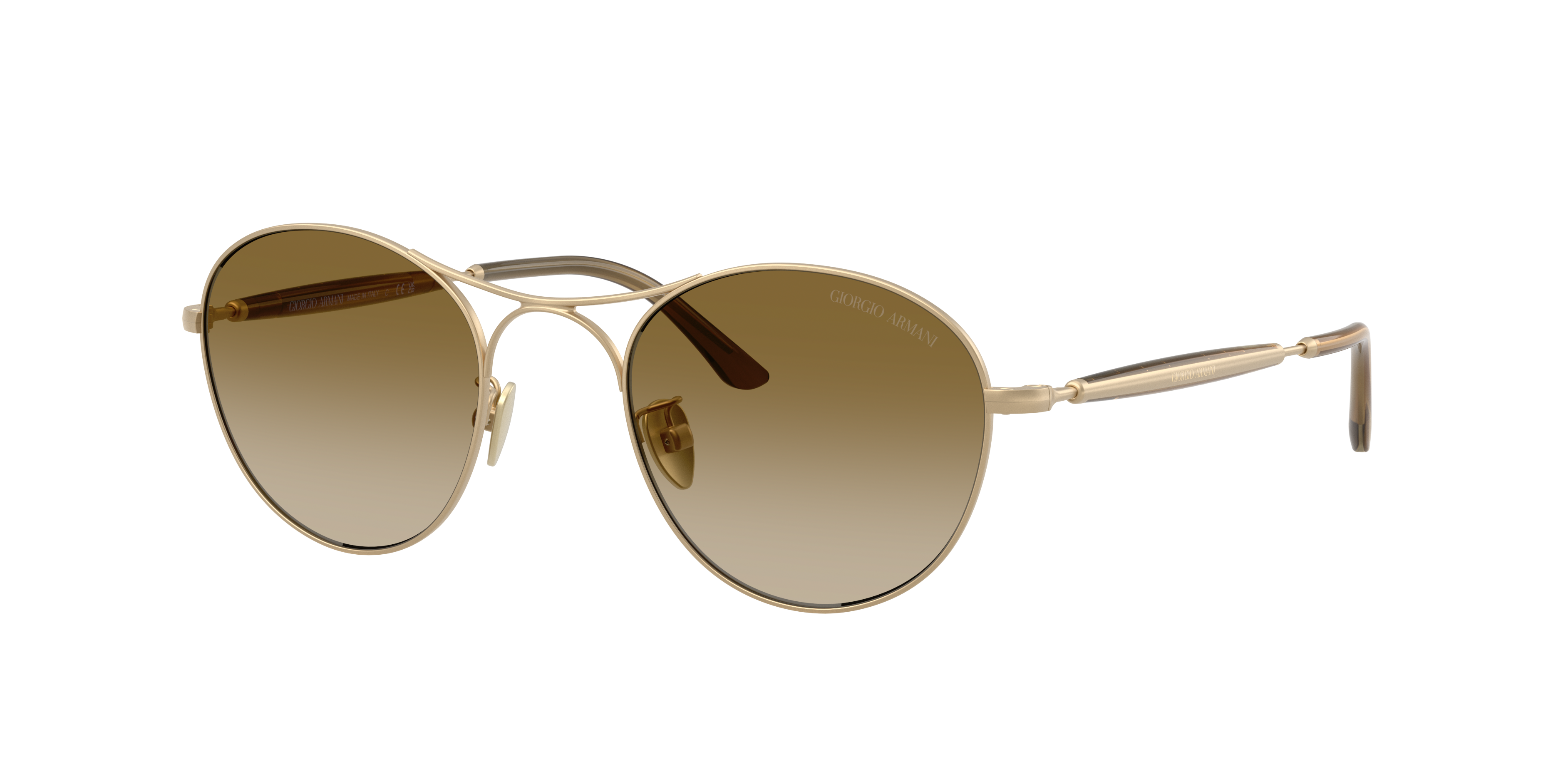 Giorgio Armani Homme Sunglass AR6177 - Couleur du Monture: Or pâle mat, Couleur de Lentille: Dégradé Marron