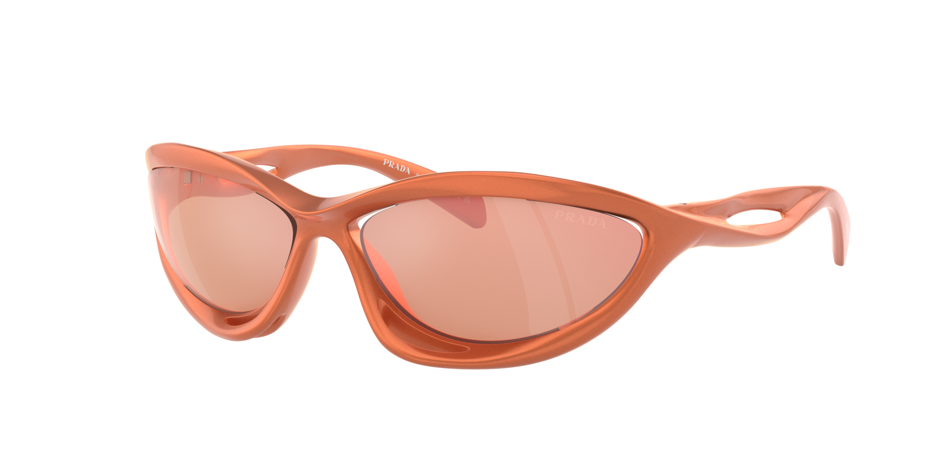 Prada Woman Sunglass PR A23S - Frame color: Metallized Orange, Lens color: Orange Mirror Red