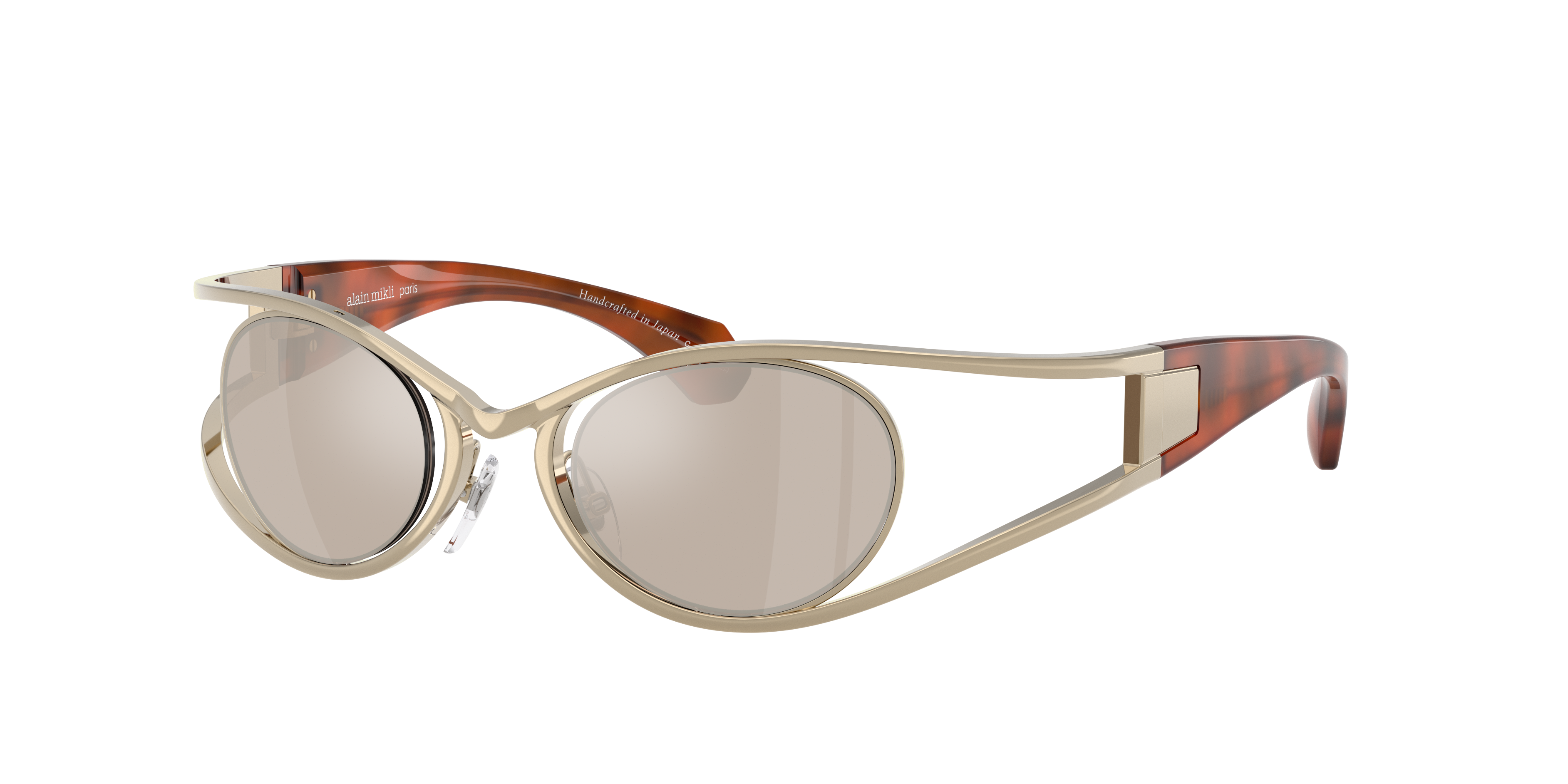 Alain Mikli Unisex Sunglass A04501t In Real White Gold Mirror
