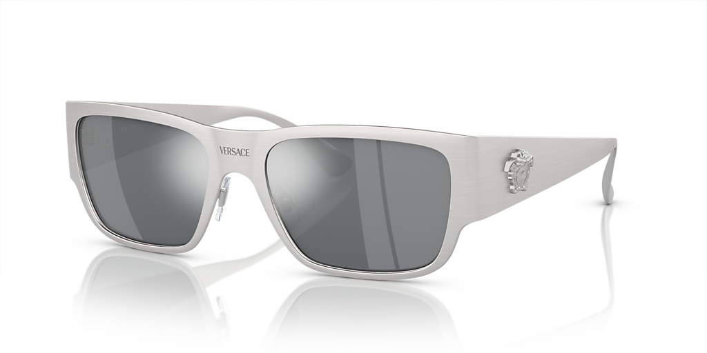 VERSACE VE2262 Silver - Men Luxury Sunglasses, Light Grey Mirror Black Lens