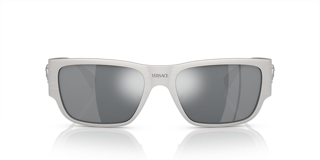 VERSACE VE2262 Silver - Men Luxury Sunglasses, Light Grey Mirror Black Lens