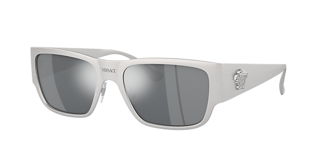 Versace VE2262 56 Light Grey Mirror Black & Silver Sunglasses 
