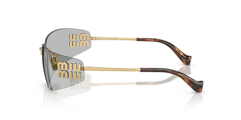 MIU MIU MU A51S Gold - Women Luxury Sunglasses, Light Grey Lens