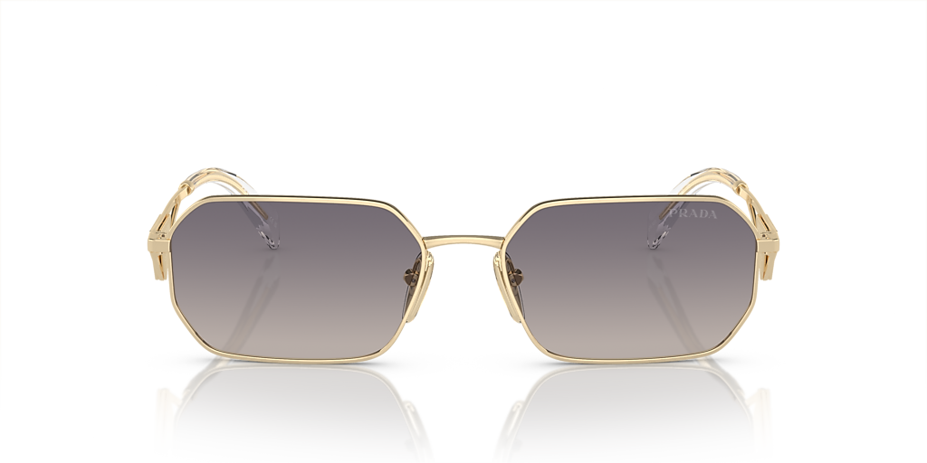 PRADA PR A51S Pale Gold - Women Luxury Sunglasses, Gradient Blue Mirror Silver Lens