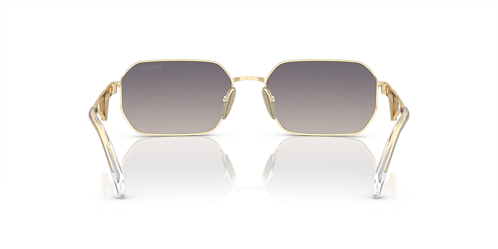 PRADA PR A51S Pale Gold - Women Luxury Sunglasses, Gradient Blue Mirror Silver Lens