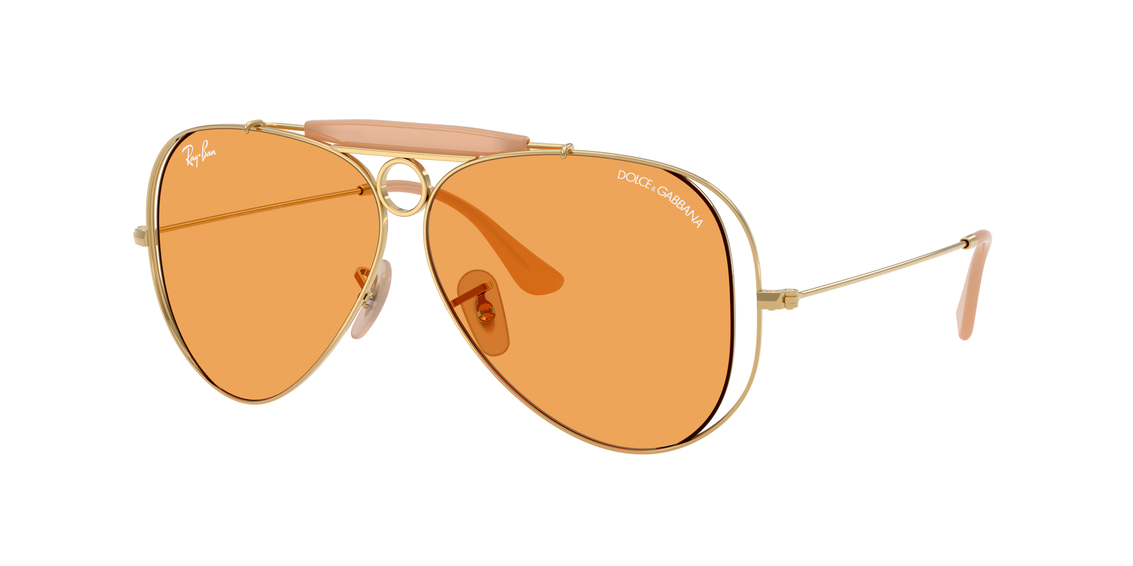 Ray-Ban Unisex Sunglass The Shooter By Dolce&Gabbana -  Frame color: Arista Gold, Lens color: Orange
