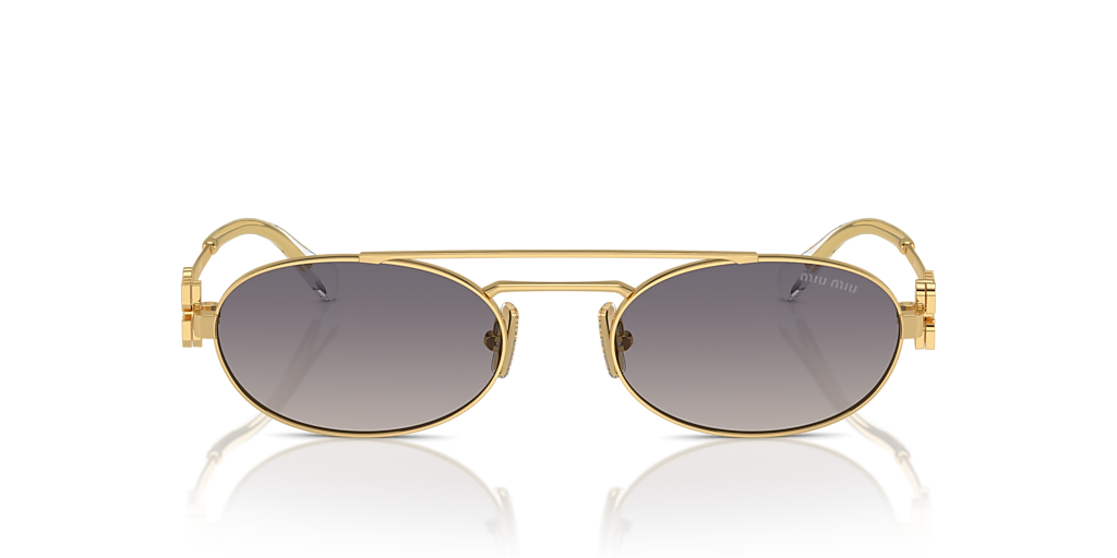 MIU MIU MU 54ZS Gold - Women Luxury Sunglasses, Grey Gradient Mirror Lens