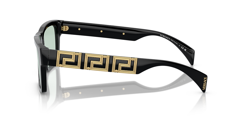 VERSACE VE4445 Black - Men Luxury Sunglasses, Photo Green Lens