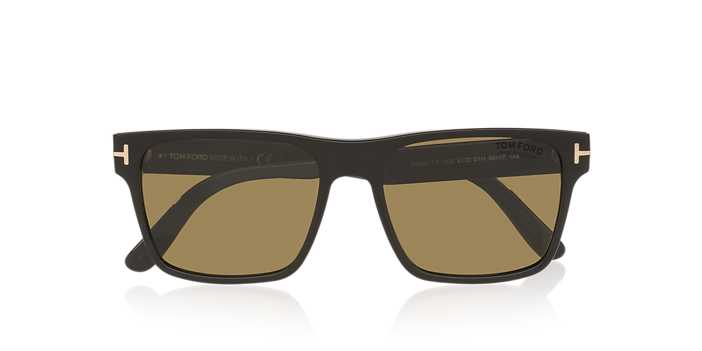 TOM FORD Calder Black Shiny - Man Luxury Sunglasses, Brown Polarized Lens
