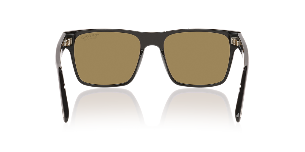 TOM FORD Calder Black Shiny - Man Luxury Sunglasses, Brown Polarized Lens